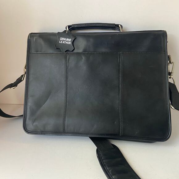 Protocol Leather Briefcase Messenger Bag Satchel Attaché Laptop Case Expandable - Picture 2 of 16